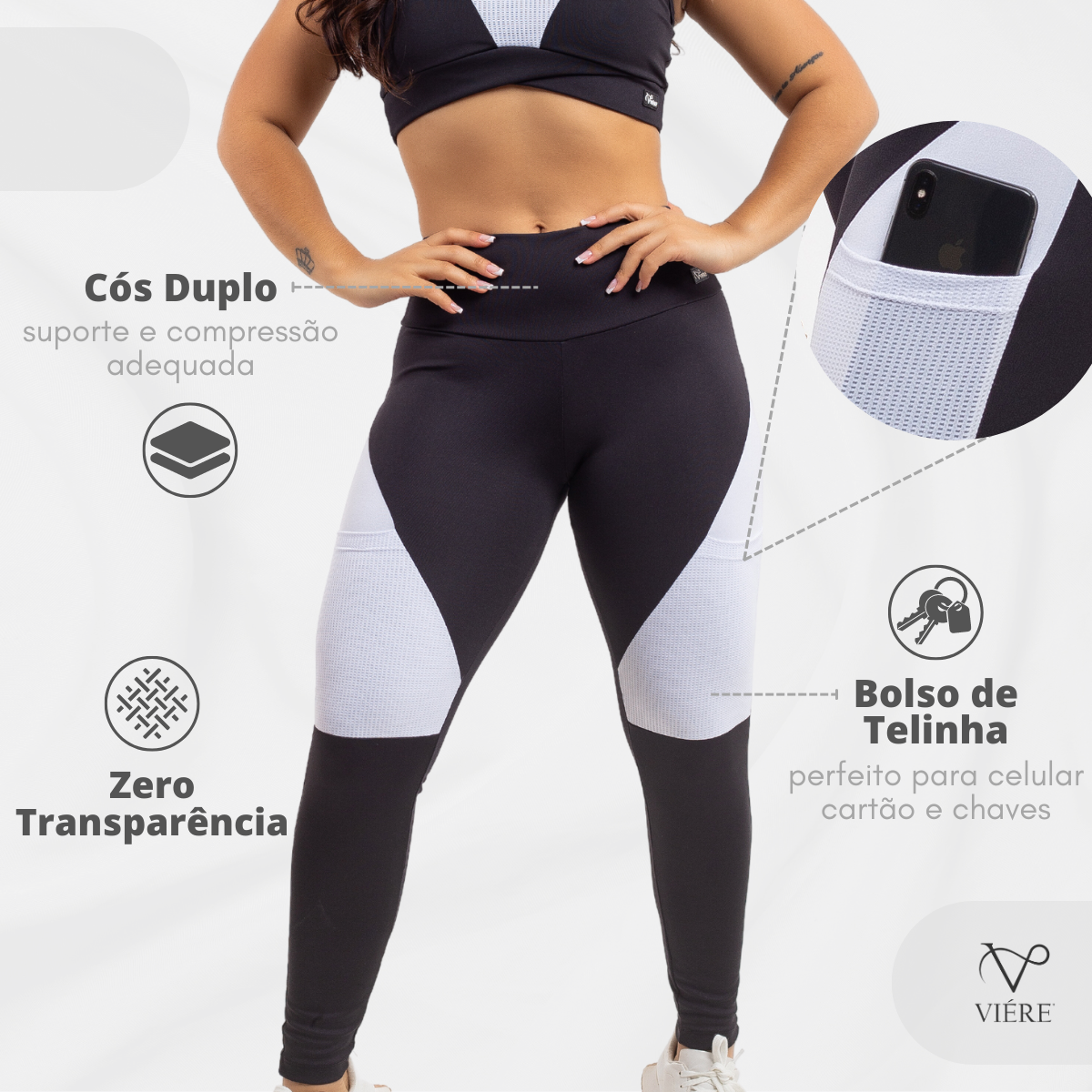 Roupa Academia Feminina Conjunto Calça Legging e Top Fitness Cós Alto