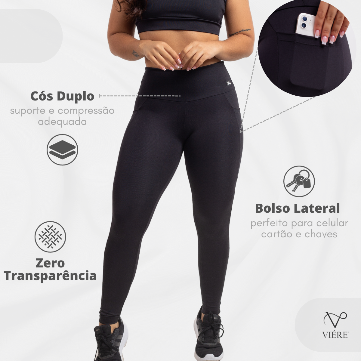 Calça Legging Fitness Comfort Cinza