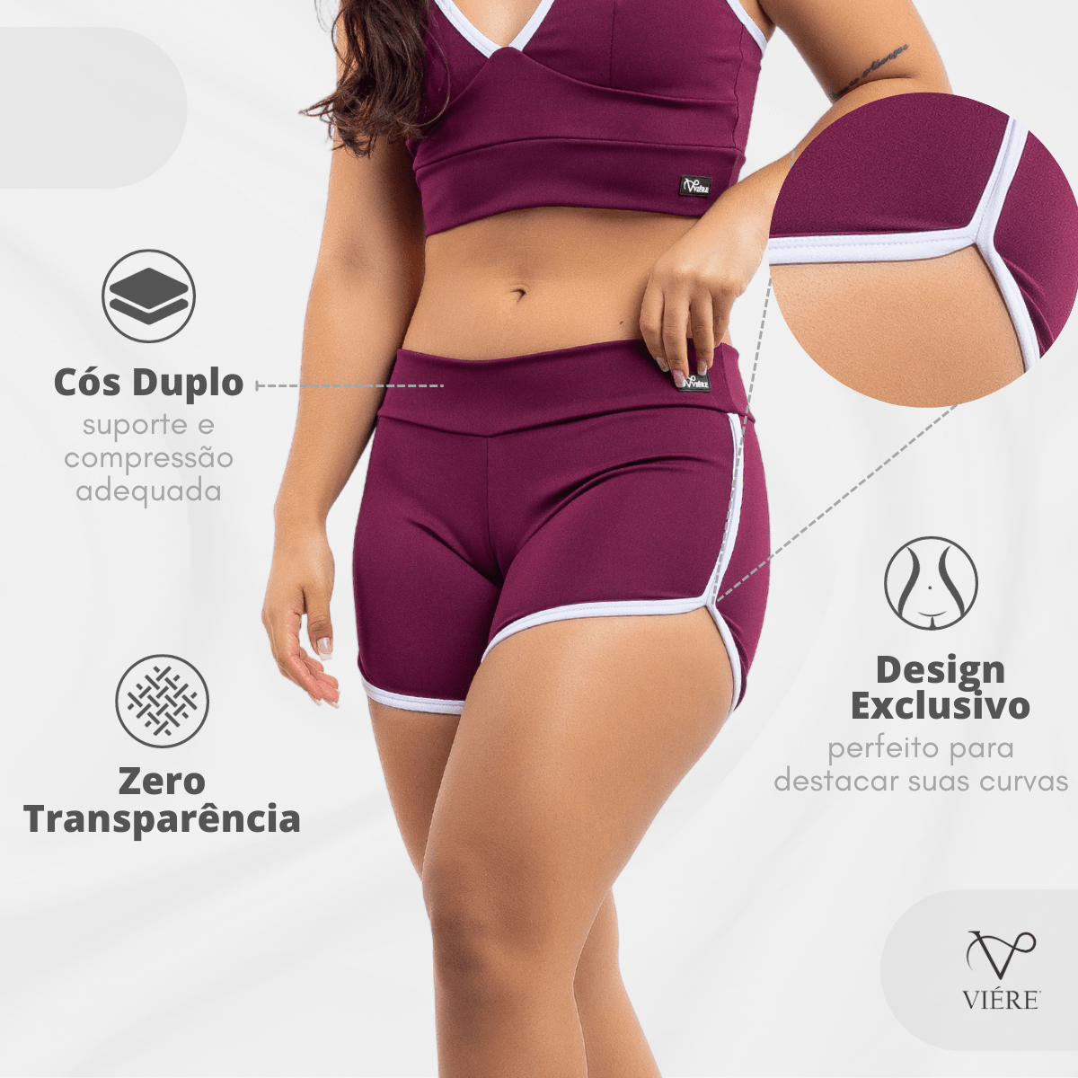 Short Legging Academia Curto Que Não Fica Transparente Viére - Luxe Lingerie