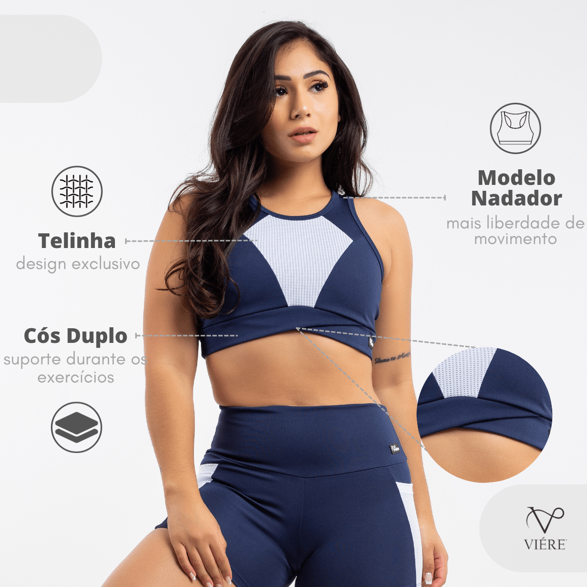 Top Fitness Feminino Academia Treino Telinha Nadador Viére - Luxe Lingerie