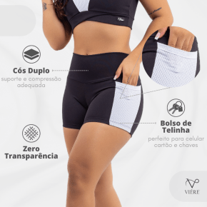 Conjunto Fitness Top Nadador e Short Academia Sem Transparencia Viére